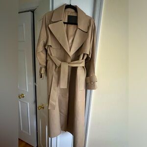 Women massimo dutti genuine leather belted Trench Coat S Size -  long style